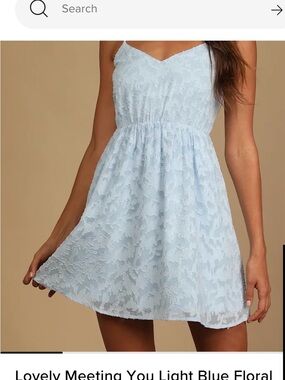 Lulu's Pale Blue Lace Floral Mini Dress